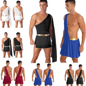 Hombres Halloween Antiguo Griego Romano Toga Disfraz Un Hombro Caballero Trajes de Cosplay - Imagen 1 de 75