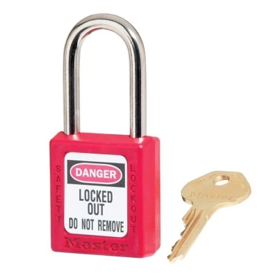 Master Lock Red Lockout Tagout Safety Padlock with Key, Metal Shackle and... - Image 1 of 4