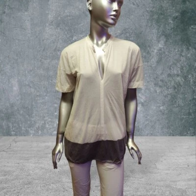 JIL SANDER White V Neck Short Sleeve Lightweight Top Blouse Size L - Image 1 of 4