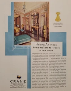 Vintage 1931 Print Ad - CRANE Bathroom Fixtures, Valves, Fittings & Piping - Picture 1 of 2