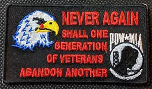 POW MIA Eagle Never Abandon Vetaran Embroidered Biker Patch - Picture 1 of 1
