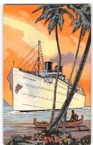 FAULTY City of Honolulu LASSCO Steamship Co. Hawaii Advert. Poster Postcard -L1 - Picture 1 of 4
