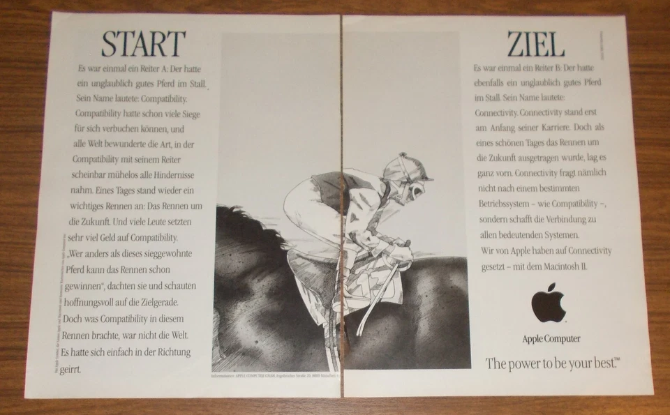 Seltene Werbung APPLE Computer - Start & Ziel - Jockey 1987 - Bild 1 von 1