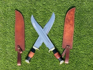 2 Piezas de Cuchillo Bowie de Supervivencia Alto Pulido Dundee Cocodrilo de Caza FORJADO A MANO 18" - Imagen 1 de 11