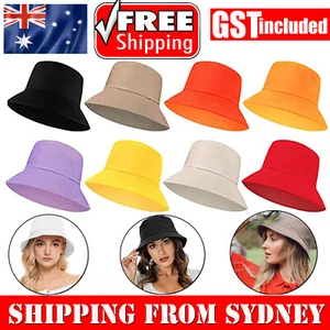 Women Men Bucket Hat Unisex Cap Cotton Fishing Hiking Camping Outdoor Sun Beach - Picture 1 of 16