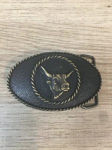 Fibbia per cintura ovale sterzo corno lungo Colorado CDC Metalworks 1975 vintage - Foto 1 di 2