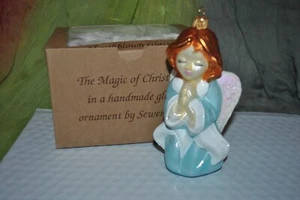 New SEWERYNSKI Mouth Blown Glass Xmas Ornament PRAYING ANGEL Brunette 5"  Poland - Picture 1 of 5