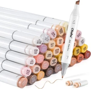 Ohuhu 36 marcadores únicos de colores de tono de piel + 1 marcador de alcohol licuadora, cincel y fino - Imagen 1 de 8