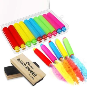 Heqishun 10 Pcs Colored Chalk Holder Chalk Clip with Storage Case and 2 Pack ... - Picture 1 of 7
