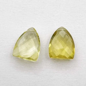 Taladro de flecha de cuarzo limón natural corte briolette 12*15,5-12*16 mm 2 piezas 15 CT - Imagen 1 de 5