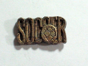 Soccer Ball Pin Badge Metal Brassy Gold Tone - Picture 1 of 3