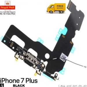Black iPhone 7 Plus Charging Dock Port Flex Headphone jack Antenna Mic - Picture 1 of 2