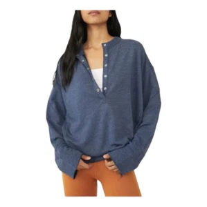FP Movement Play On Sweat Long Sleeve Henley Neck Shirt Sz S - Picture 1 of 9