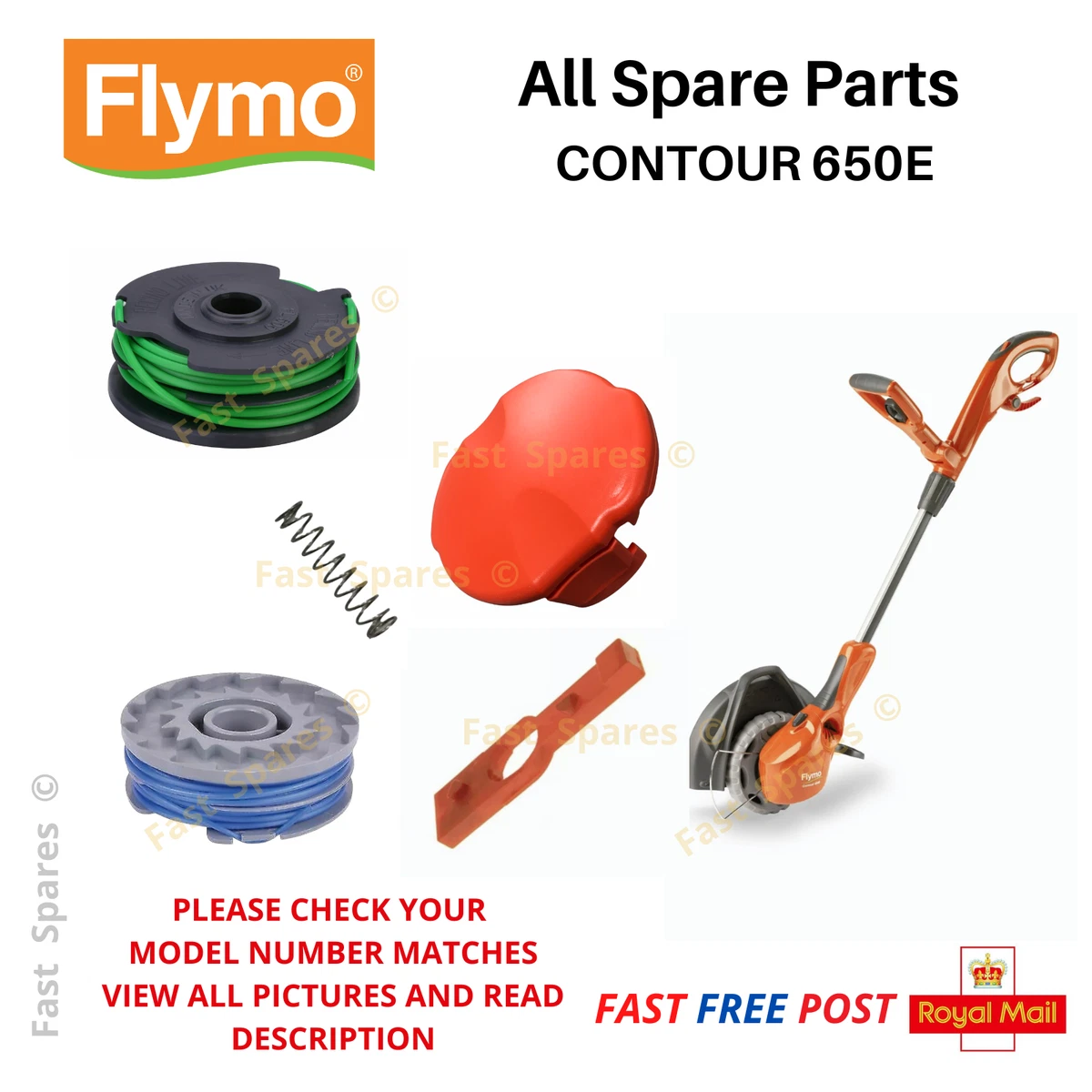 3x Rasentrimmer-Spulen Mit Abdeckungen – Für Flymo Contour, Power Trim, Multi Trim