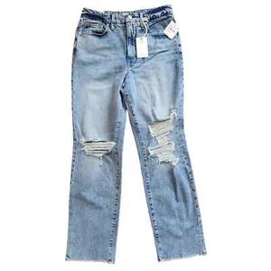 Good American Women's Distressed Good Boy Straight Jeans- Size 6 / 28 - Picture 1 of 5