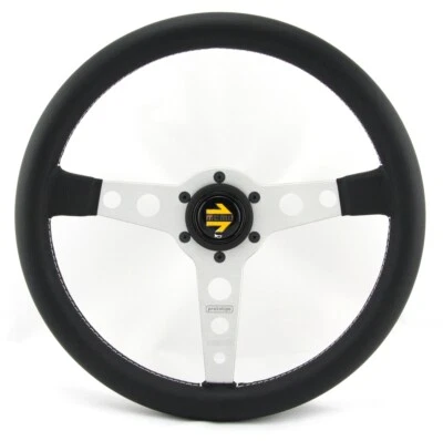Momo Leder Sportlenkrad Prototipo 370mm schwarz silber steering wheel volante - Bild 1 von 4