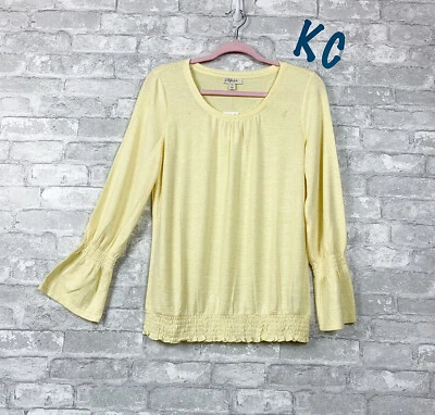 NOVO COM ETIQUETAS SUÉTER FEMININO STYLE & CO AMARELO CLARO SUPER MACIO TAMANHO S MANGA SINO - Imagem 1 de 3