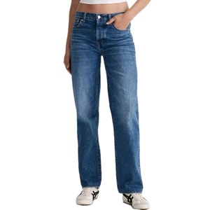 Jean recto Madewell 31 Petite lavado medio usado en excelente estado minimalista informal - Imagen 1 de 12