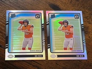 (2) Bo Nix 2024 Donruss Optic Holo Prizm #209 Rookie RC Lot - Picture 1 of 6