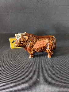 FIGURINA TORO VINTAGE RUTHERFORD SCOTCH WHISKY SMALTATO DECANTER CON CONTENUTO - Foto 1 di 6