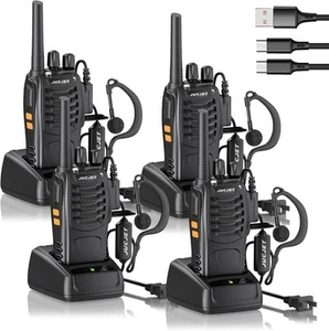 Long Range 100 Mile Walkie Talkie Two Way Radio Charge Headset Waterproof 4 PACK - Picture 1 of 7