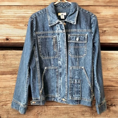 Chaqueta vaquera vintage Y2K utilitaria vaquera occidental rancho ropa de trabajo detalles de bolsillo Foto 1 de 4