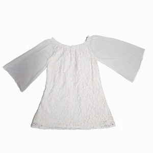Flying Tomato Dress Sz Large Lace Overlay Ivory Flirty Bell Sleeve Mini short - Picture 1 of 10