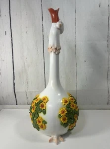 RARE 1980 VINTAGE GOOSE "UNIVERSAL STATUARY" WHITE VINYL FLOWER COIN BANK 27" - Picture 1 of 11