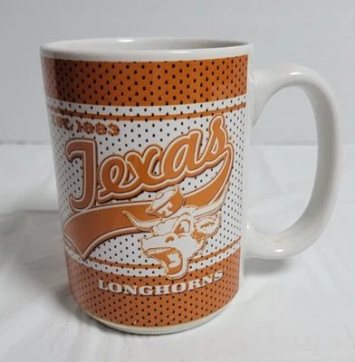 Vintage Texas Longhorns Mug, UT Austin Coffee Cup, Orange White Dot Pattern NCAA - Image 1 of 4