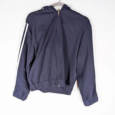 Chaqueta deportiva con capucha a rayas y cremallera completa azul blanco S Zara para mujer Foto 1 de 4