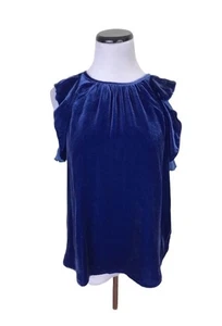 Blusa Top Gap Terciopelo Sin Mangas Volantes Cerradura Trasera Azul Talla XS - Imagen 1 de 6