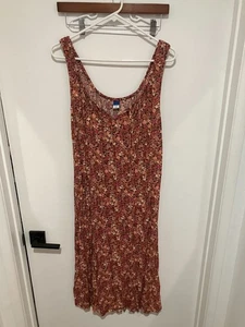 Old Navy Damen Sommer Midi Blumen Kleid, Orange/Rosa Multi, Large - Bild 1 von 3