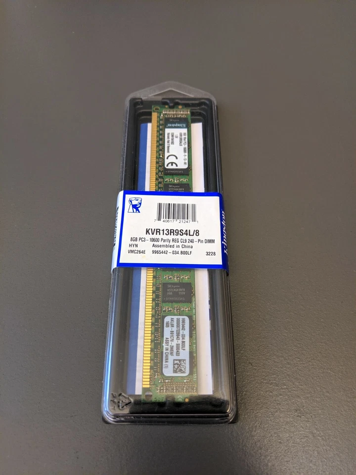 Kingston 8GB DDR3 1333MHz CL9 ECC Registered VLP 240-PIN (KVR13R9S4L/8) - Image 1 of 1