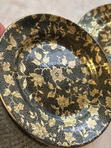Juego de 4 Platos de Postre PLANTA TOSCANA CHINA 6.1/4" Flores Doradas y Negro - Imagen 1 de 7