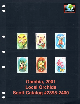 $6.00 Scott Value - 2001 GAMBIA Orquídeas Flores África Occidental CV MNH NH UMM Foto 1 de 4