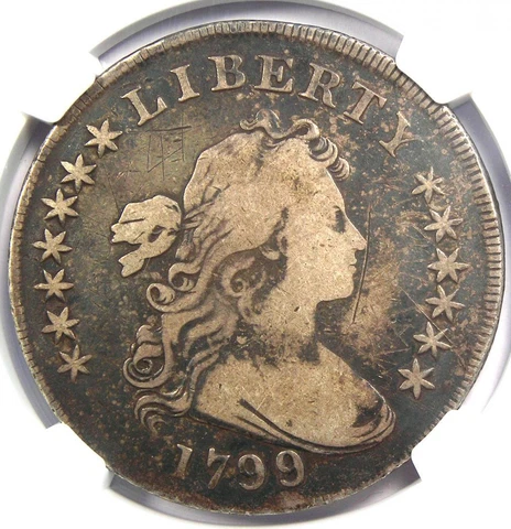 1799/8 Draped Bust Silver Dollar $1 Coin - NGC VF Details - Rare Variety Coin! Cover