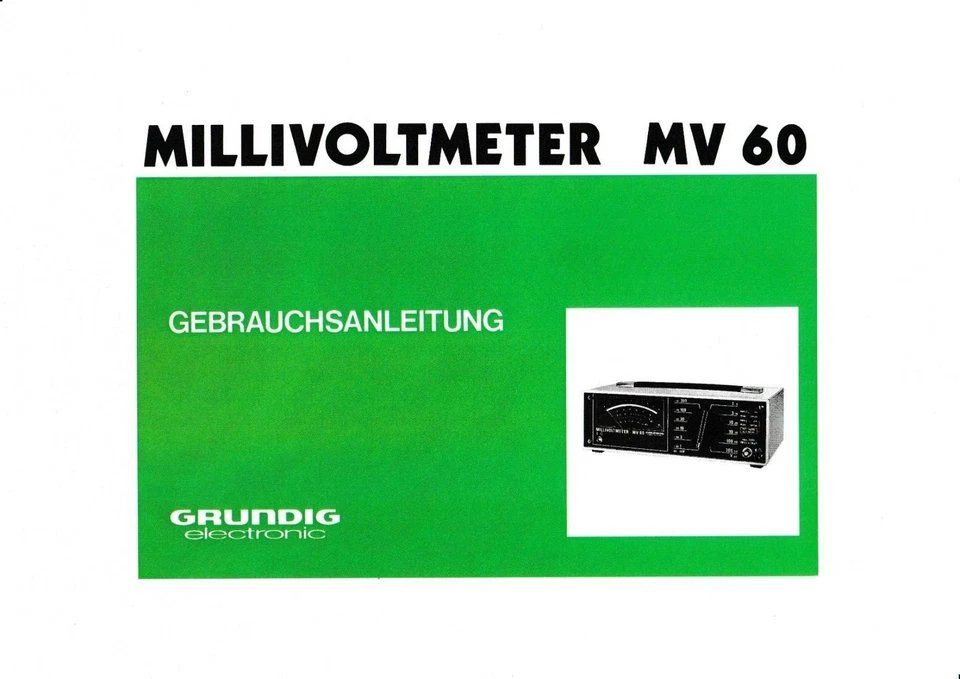 Instrucciones de funcionamiento para Grundig Mv 60 Foto 1 de 1