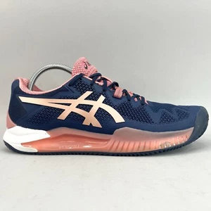 Asics Womens 9.5 Gel Resolution 8 Tennis Shoes Sneakers Blue Pink Run Trainers - Picture 1 of 12