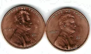 2011-D & P Two Brilliant Uncirculated Lincoln Cent Type Coins - Picture 1 of 2