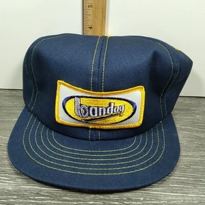 Vintage Swingster Trucker Hat Cap Snap Back Blue Yellow USA Patch Bandag 80s - Picture 1 of 7