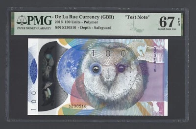 De La Rue (GBR), 100 Units, 2016, Safeguard "Test Note-Polymer", UNC Grade 67 - Image 1 of 2