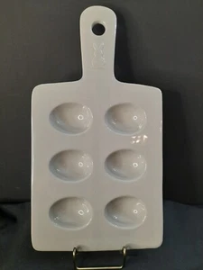 Target Bullseye Easter Themed Ceramic Egg Tray Gray Bunny on Handle 13 3/4" x 7" - Picture 1 of 10