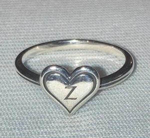 JAMES AVERY STERLING SILVER  925 HEART RING WITH INITIAL LETTER "Z" Size #7.25  - Picture 1 of 10