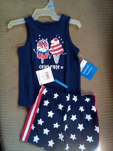 Infant Girls Outfit, Size 3-6 Months - Navy blue Ice Cream Top & shorts new - Picture 1 of 4