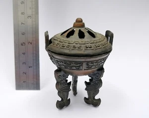 Chinese Ding 鼎 Cauldron Ritual Vessel Miniature 2.5" Brass Replica Vintage 1970s - Picture 1 of 11