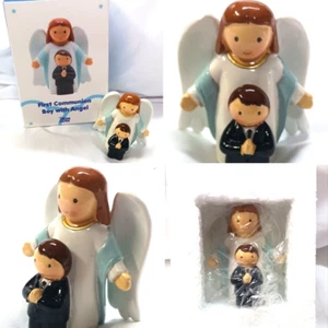 3" PRIMERA COMUNIÓN NIÑO CON ÁNGEL FIGURA POCO DE GOTAS AGUA CATÓLICO NUEVO - Imagen 1 de 11