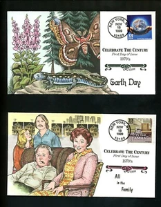 US FDC #3189 Collins Painted HP 1999 NY CTC Celebrate Century 1970's Set of 15 - Picture 1 of 8