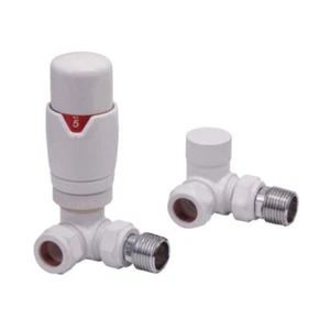 Designer White Corner Thermostatic Radiator Valves Bathroom/Home - Picture 1 of 1