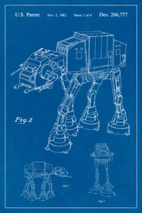 Star Wars AT-AT Imperial Walker Blue Art art print - Picture 1 of 1