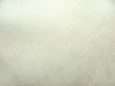 Off White Linen Look Lead Weighted Voile Muslin Curtain Fabric Extra Wide 300cms - Image 1 of 4